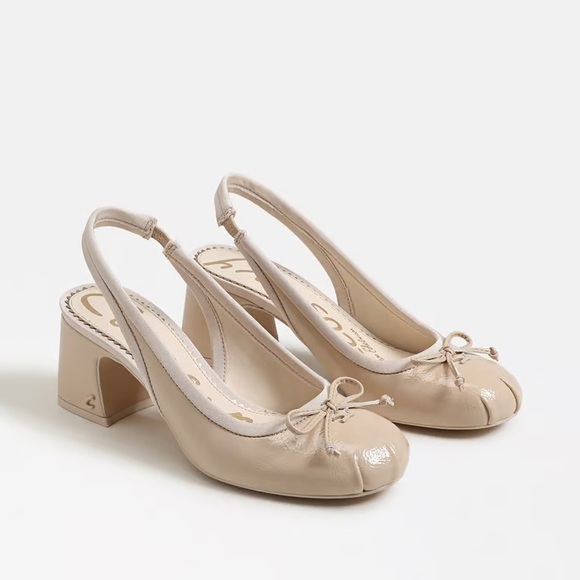 Circus by Sam Edelman Shoes - Circus by Sam Edelman Nude Patent Slingback Block Heels with Bow